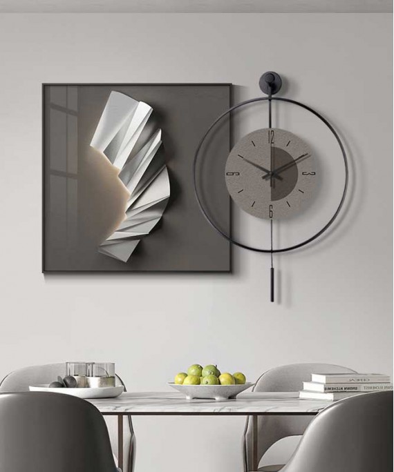 Silver And Grey 60*60 Cm Crytsall Porsalein Painting With Led Light And Clock 50*50 Cm 